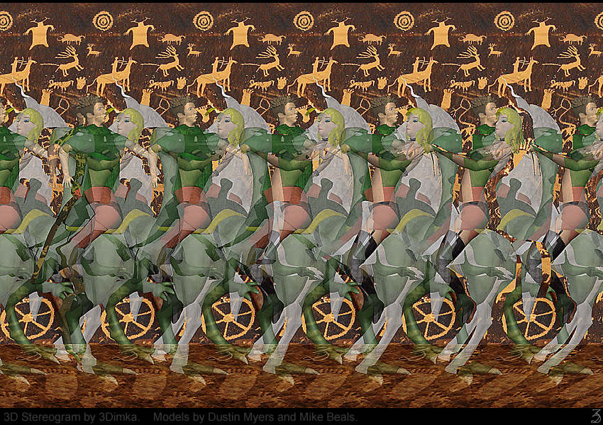 Stereogram by 3Dimka: Dustin and Domenique. Tags: fantasy, dinopet,horse, 3Dimka portfolio, hidden 3D picture (SIRDS)