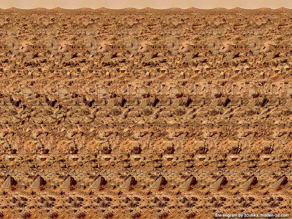 Stereogram by 3Dimka: Red planet. Tags: mars, rover, space, curiosity, surface, rocks, robot, science, planet, hidden 3D picture (SIRDS)