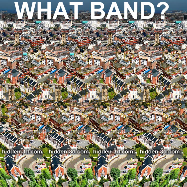Stereogram by 3Dimka: Guess the band. Tags: band yellow submarine beatles puzzle trivia , hidden 3D picture (SIRDS)
