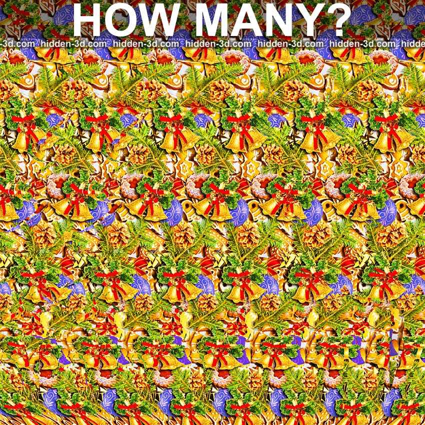 Stereogram by 3Dimka: How Many?. Tags: christmass tree presents gifts merry, hidden 3D picture (SIRDS)