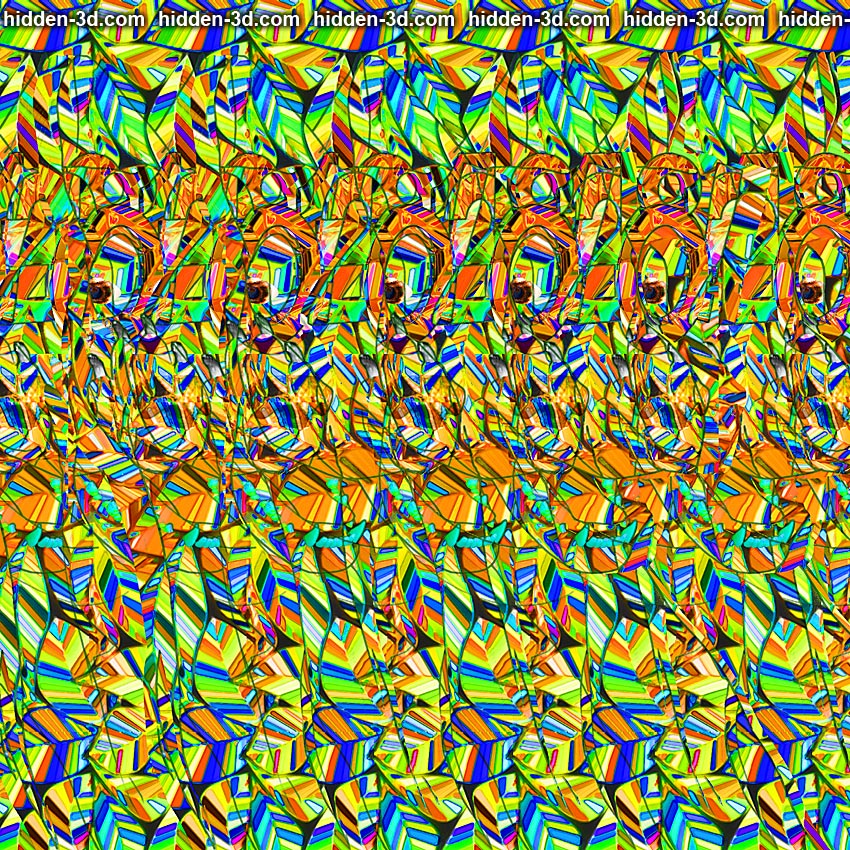 Stereogram by 3Dimka: Happy New Year 2018!. Tags: dog glasses paw, hidden 3D picture (SIRDS)