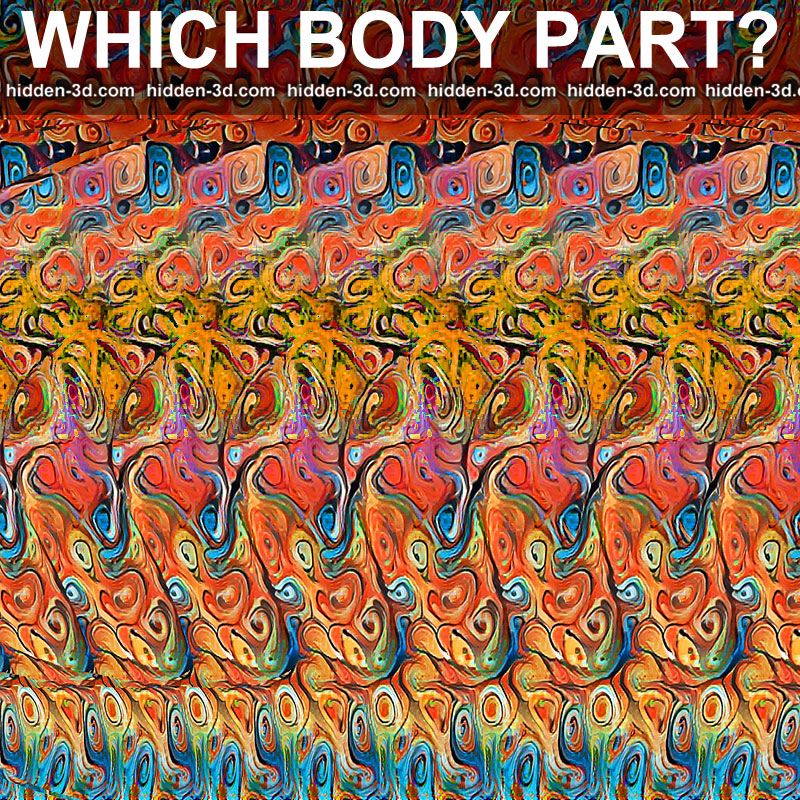 Stereogram by 3Dimka: Guess the part of body. Tags: ear human puzzle, hidden 3D picture (SIRDS)