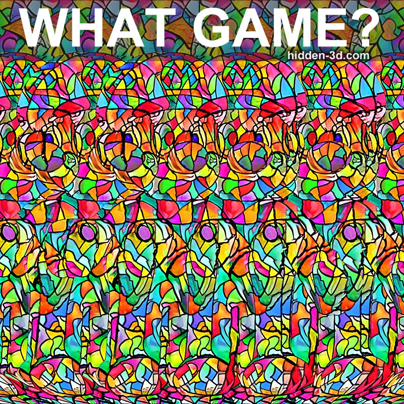 Stereogram by 3Dimka: Guess the videogame. Tags: super mario stained glass, hidden 3D picture (SIRDS)