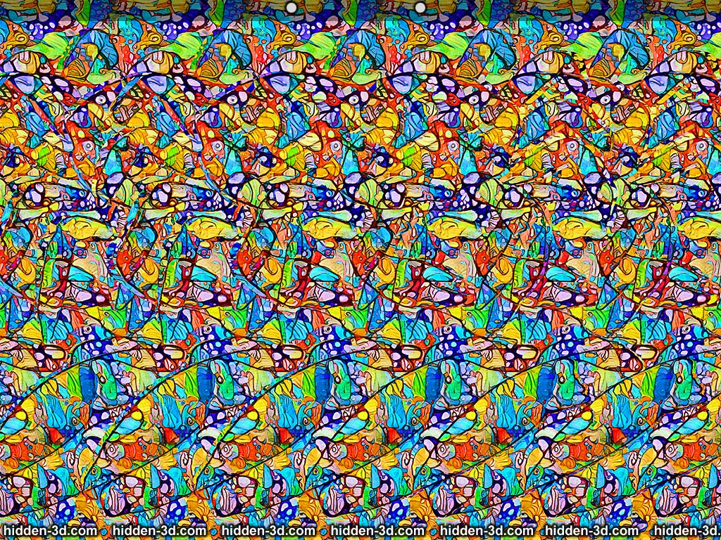 Stereogram by 3Dimka: Seafood. Tags: crab dead fish eat, hidden 3D picture (SIRDS)