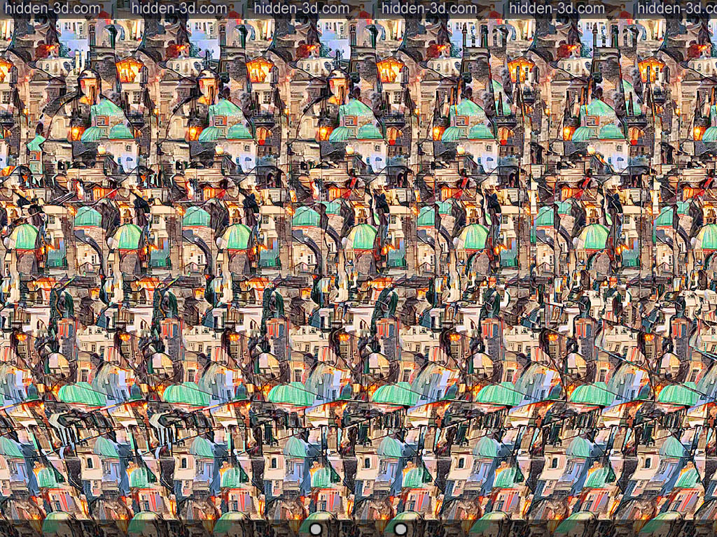 Stereogram by 3Dimka: Guess the Landmark and the City. Tags: Prague Karlov Most Charles Bridge river Czech Republic Europe Architecture medieval tower , hidden 3D picture (SIRDS)