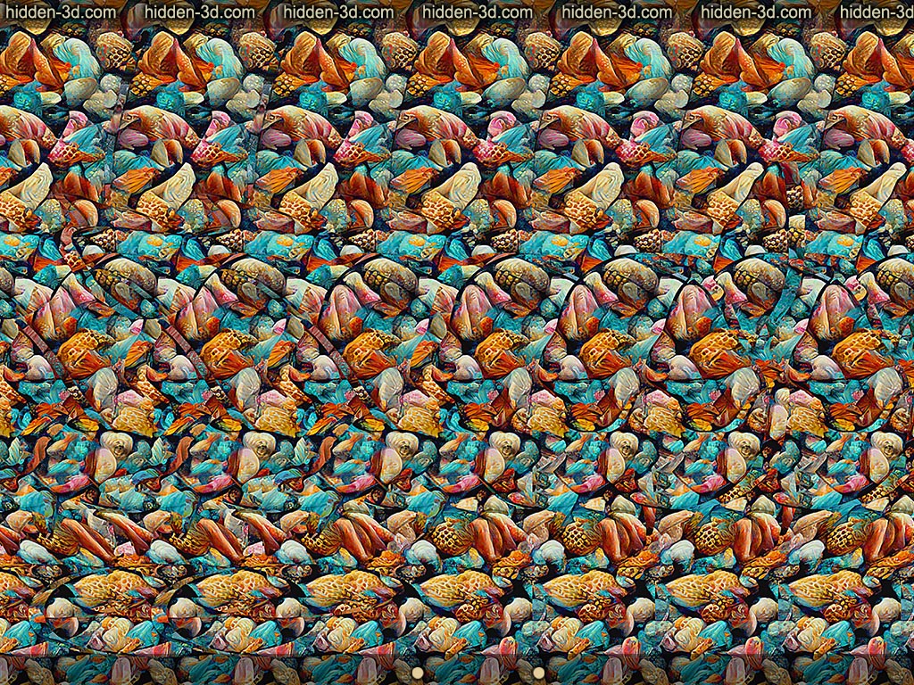Stereogram by 3Dimka: Tricky catch. Tags: seal fish hoop ring ocean sea lion, hidden 3D picture (SIRDS)